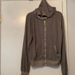 Wildfox Tennis Club Grey Zip-Up Hoodie Medium